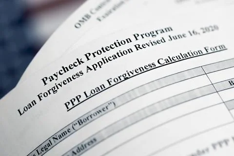 Paycheck protection program loan forgiveness application form Foto stock