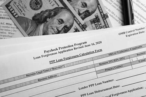 Paycheck protection program loan forgiveness application form Stock Photos