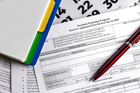 Paycheck protection program second draw. borrower application form revised Foto stock