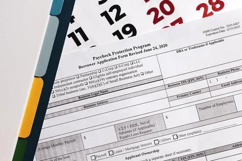 Paycheck protection program second draw. borrower application form revised. Stock Photos