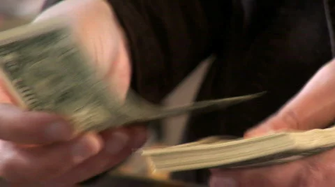 Payday - counting Dollars Stock Footage 106189
