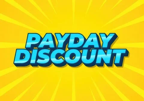 Payday discount text with bright yellow starburst background Stock Illustration