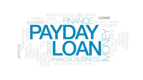Payday loan animated word cloud, text design animation. Kinetic typography. Stock Footage
