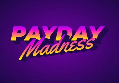 Payday madness. Text effect in bold font type. for promotional needs. yello.. Illustrazione stock