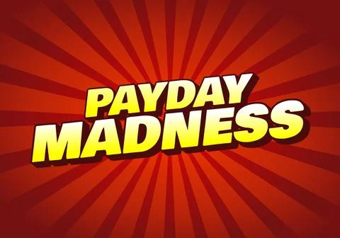 Payday madness. Text effect in bold font type. for promotional needs. yello.. Illustrazione stock