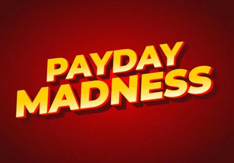 Payday madness. Text effect in bold font type. for promotional needs. yello.. Illustrazione stock