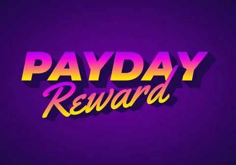 Payday reward. Text effect in bold font and 3D style Illustrazione stock