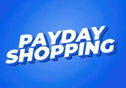 Payday shopping text on blue background for sale or finance Stock-Illustration