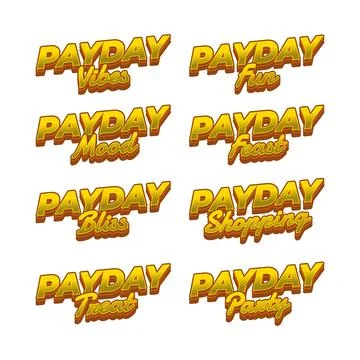 Payday text effect. Bold retro payday text set for promotional design colle.. Stock Illustration
