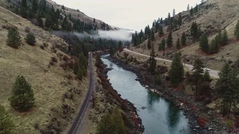 Payette River in the winter with a calm river reflection drone 4k 動画素材 140465509