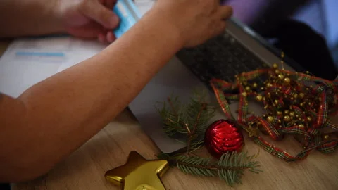 Paying bill for Christmas. Stock Footage 322907715