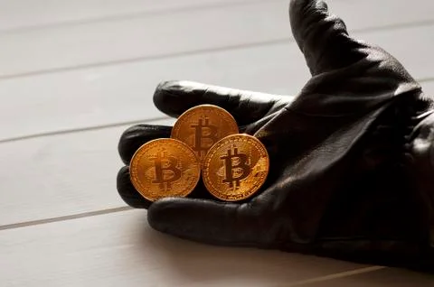 Paying by Crypton Currency Stock Photos