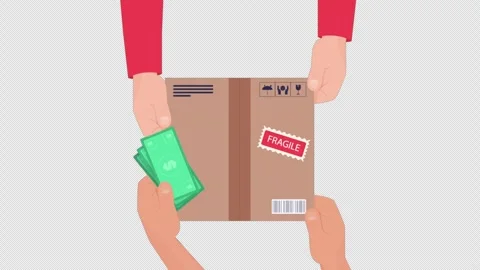 Paying For Delivery Box Loop Alpha Channel Stock Footage 259195059