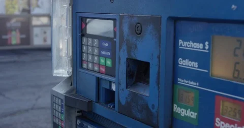 Paying at Gas Pump Close-Up Stock Footage 73051298