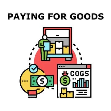 Paying for goods concept identifying inventory and cogs Stock-Illustration