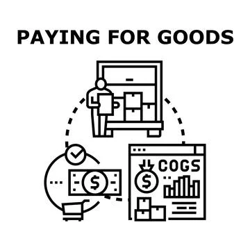 Paying for goods concept identifying inventory and cogs Stock-Illustration