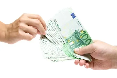 Paying Isolated on a White Background Foto stock