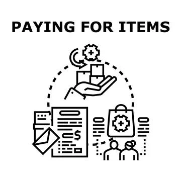 Paying for items and managing retail transactions Stock Illustration