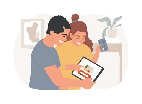 Paying order isolated cartoon vector illustrations. Illustrazione stock