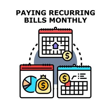 Paying recurring monthly bills concept vector illustration Stock Illustration