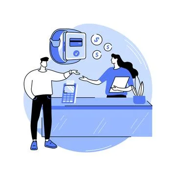 Paying with smartwatch isolated cartoon vector illustrations. Stock Illustration