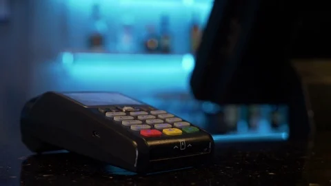 Paying using contactless credit card Video stock 81259754