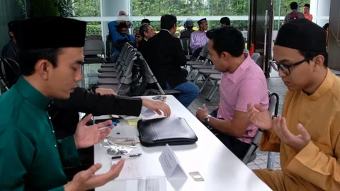 Paying Zakat Stock Footage 91052909