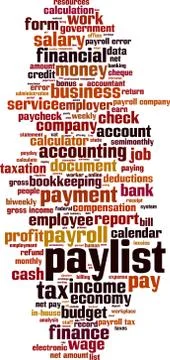 Paylist word cloud Stock Illustration