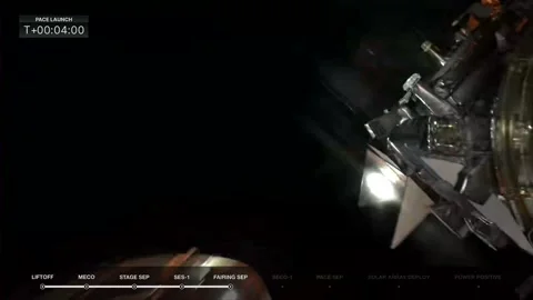 Payload fairing separation exposing PACE to the atmosphere Stock Footage 295933411