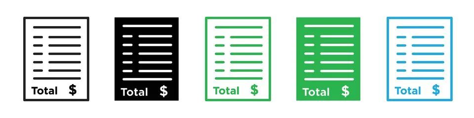 Payment and Receipt Processing Icons for Business Transactions Stock Illustration