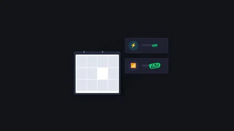 Payment Animation for Bill Scheduling with Utility Icons and Paid Status Stock Footage 337547639