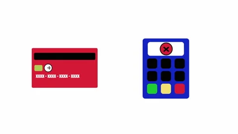 Payment animation using credit card contactless. Payment denied Stock Footage 132832882