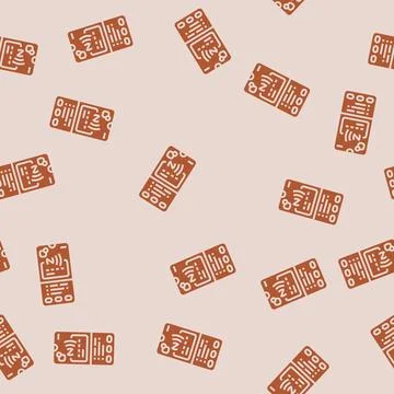 Payment app nfc technology glyph seamless pattern Stock Illustration