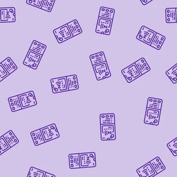 Payment app nfc technology line seamless pattern Stock Illustration