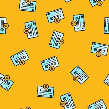 Payment approved bank vector seamless pattern Stock Illustration