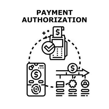 Payment authorization process using mobile banking application Stock Illustration
