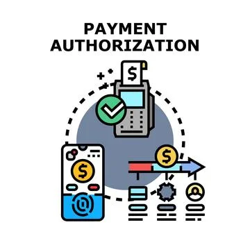 Payment authorization process using mobile banking application 스톡 일러스트