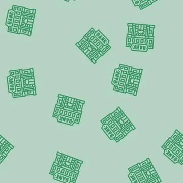 Payment bank building line vector seamless pattern Stock Illustration