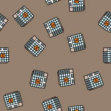 Payment bank building vector seamless pattern Stock Illustration