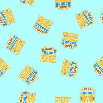Payment bank building vector seamless pattern 스톡 일러스트