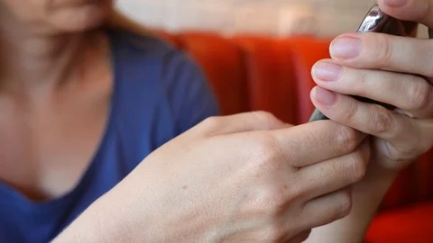 Payment of the bill in the cafe from the smartphone through the payment terminal Stock Footage 80565855