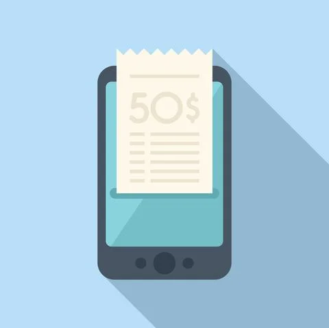 Payment bill icon flat vector. Online transaction Stock Illustration
