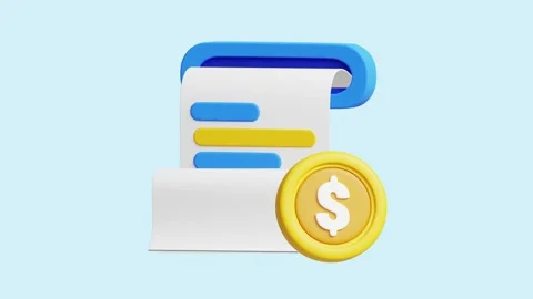 Payment Bill Paper animated 3d icon. Stock Footage 289453440
