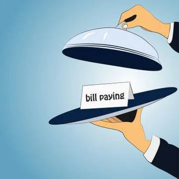 Payment of bills on the dinner plate Stock Illustration