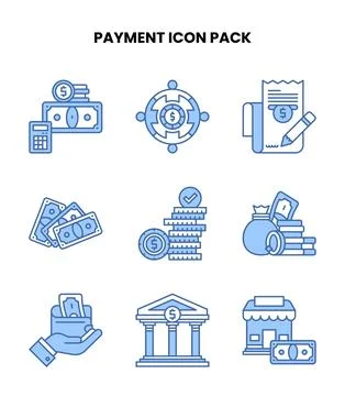 Payment Blue Set Icons Pack Stock Illustration