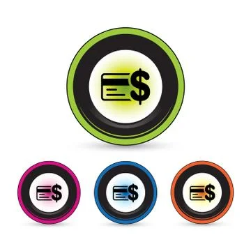 Payment button icon set Stock Illustration