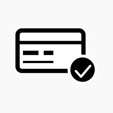 Payment card approve validation icon. Pictogram isolated on white. Design on Stock Illustration