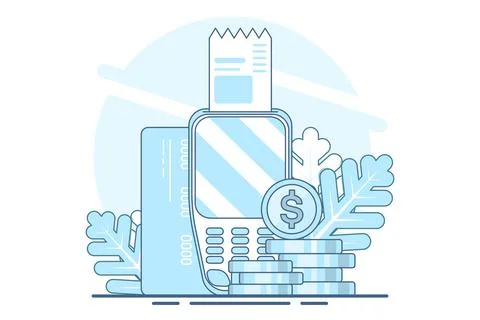 Payment card concept, purchase with debit card. Stock Illustration