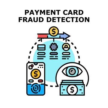 Payment card fraud detection technology analyzing transactions Stock Illustration