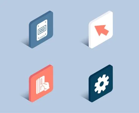 Payment card, Mouse cursor and Ssd icons. Service sign. Credit card, Click arrow Stock Illustration